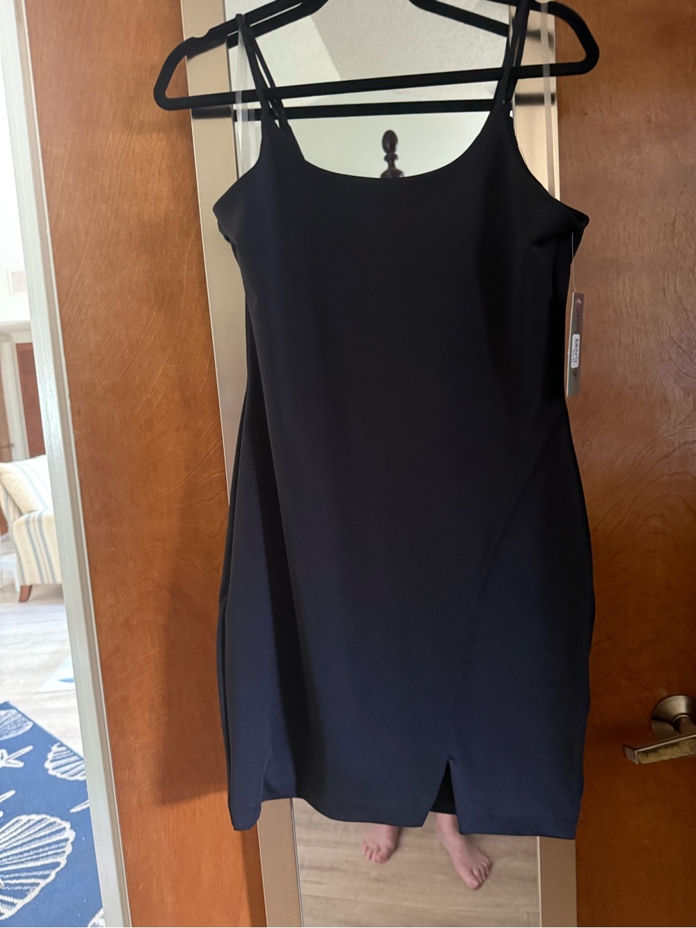 Derek Heart Black Mini Slip Dress with Front Notch